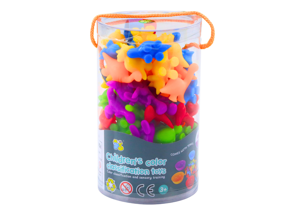 Lean Toys Edukacinis skaičiavimo ir spalvų rinkinys su dinozaurais 48 vnt.