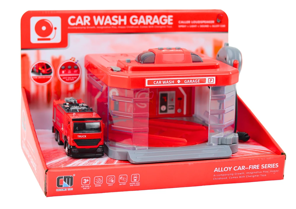 Lean Toys Gaisrinės Garažas su Šviesos ir Garso Efektais, Vandens Purškimo Funkcija