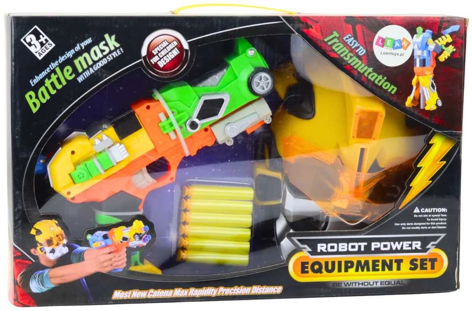Lean Toys Vaikiškas pistoletas su putplasčio strėlėmis ir kauke