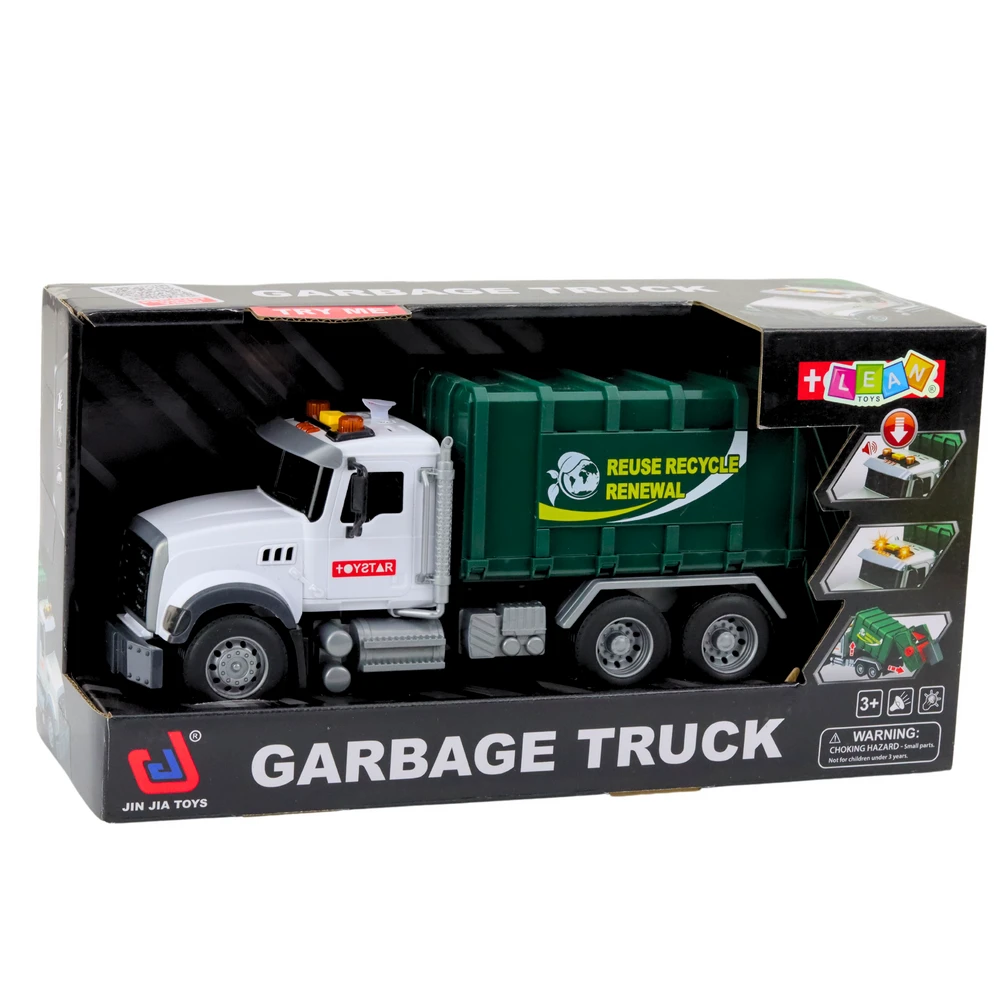 Lean Toys Žalias žaislinis šiukšliavežis su šviesomis ir garsais 1:14