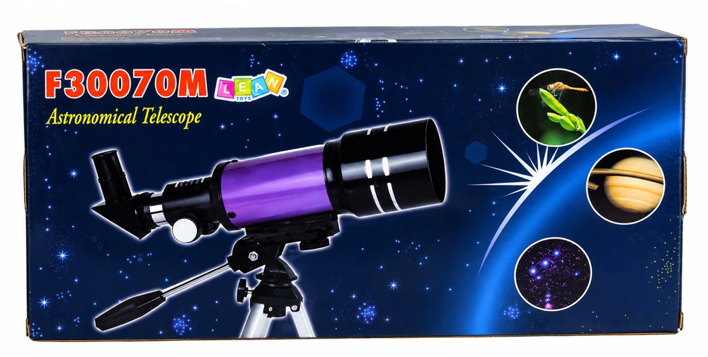 Lean Toys Teleskop Astronomiczny Dla Dzieci Statyw Geltonas Powiększenie 150x