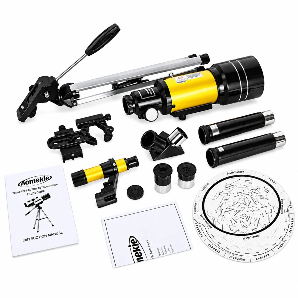 Lean Toys Teleskop Astronomiczny Dla Dzieci Statyw Geltonas Powiększenie 150x