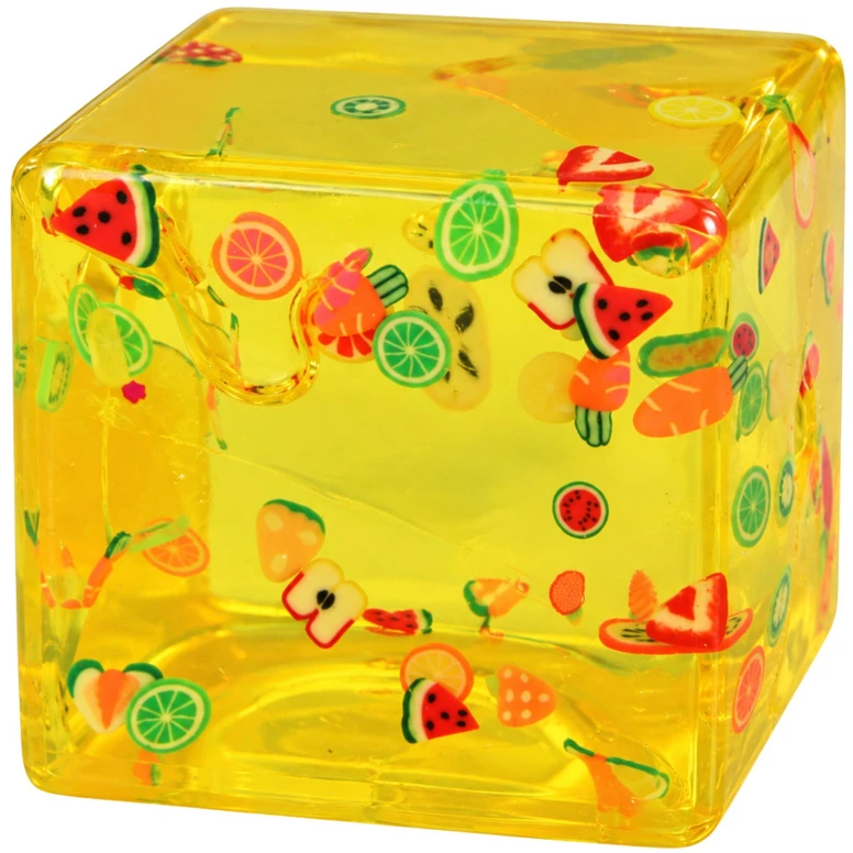 Lean Toys Ice Cube Anti-Stress Squishy – Transparent with Fruit, 5cm
