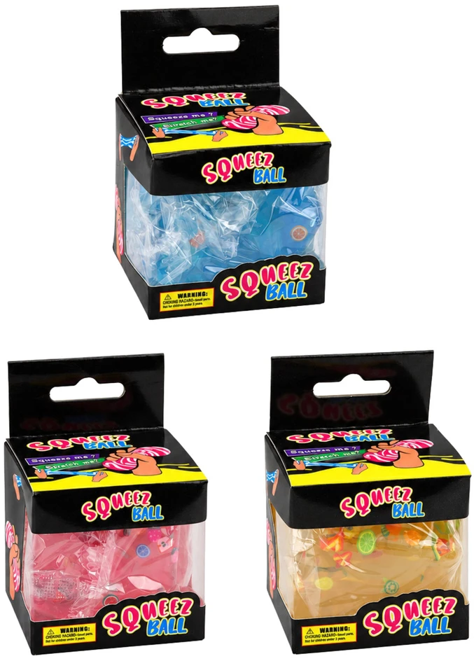Lean Toys Ice Cube Anti-Stress Squishy – Transparent with Fruit, 5cm