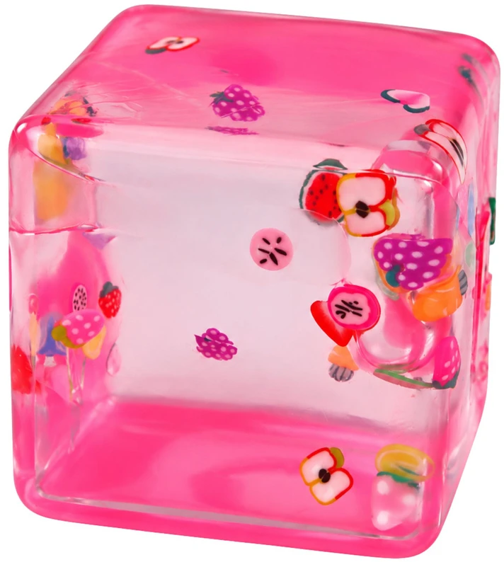Lean Toys Ice Cube Anti-Stress Squishy – Transparent with Fruit, 5cm