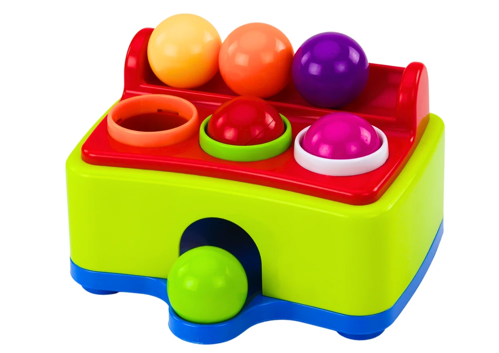 Lean Toys Interaktyvus vaikų žaislas su plaktuku ir spalvotais kamuoliukais