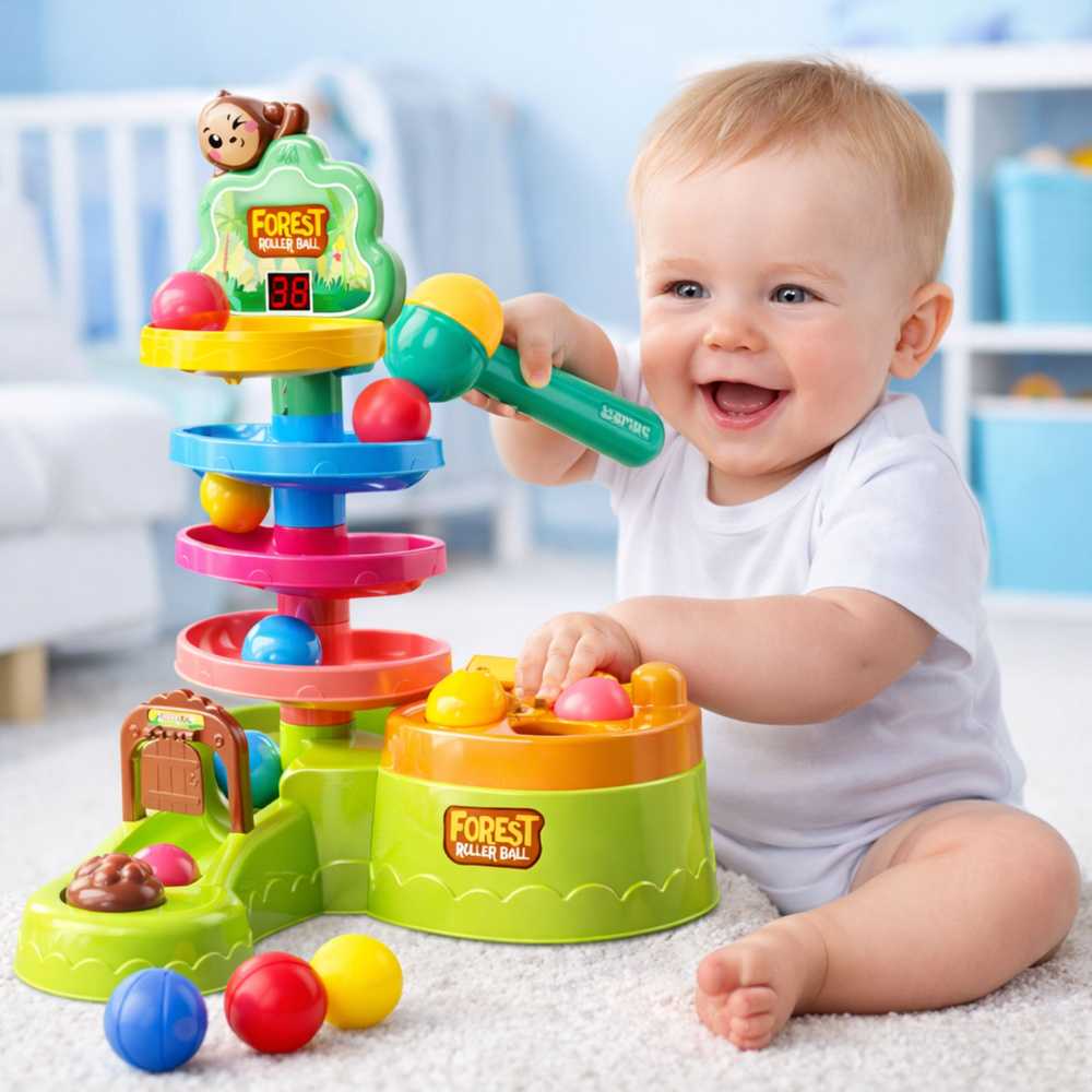 Lean Toys Interaktyvus kamuoliukų takelis