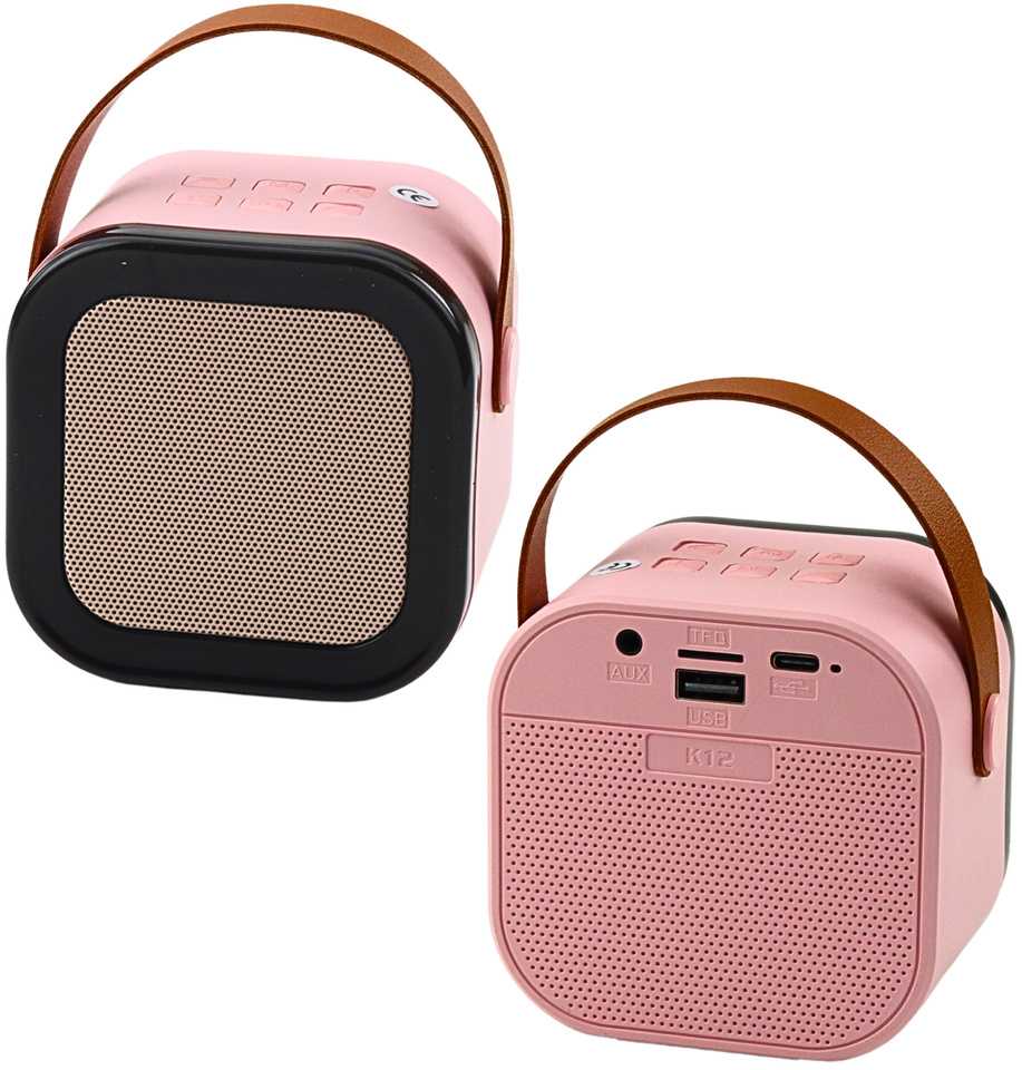 Lean Toys Belaidė karaoke kolonėlė K12 RGB Bluetooth su mikrofonu rožinė
