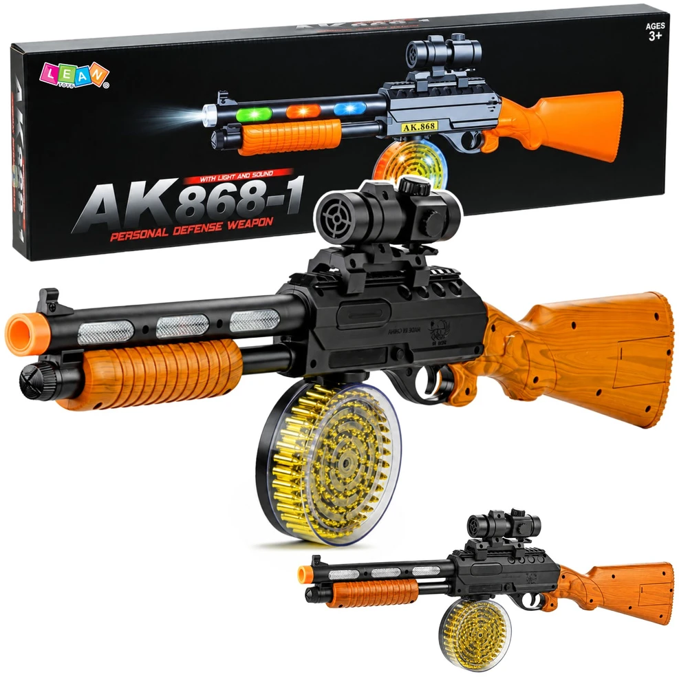 Žaislinis šautuvas Lean Toys AK 868-1 su šviesos ir garso efektais, 60 cm