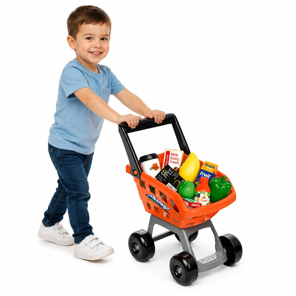 Lean Toys Žaislinis prekybos centro rinkinys su kasos aparatu ir skaitytuvu, įvairiaspalvis, 82 × 48 × 41 cm, apie 60 dalių