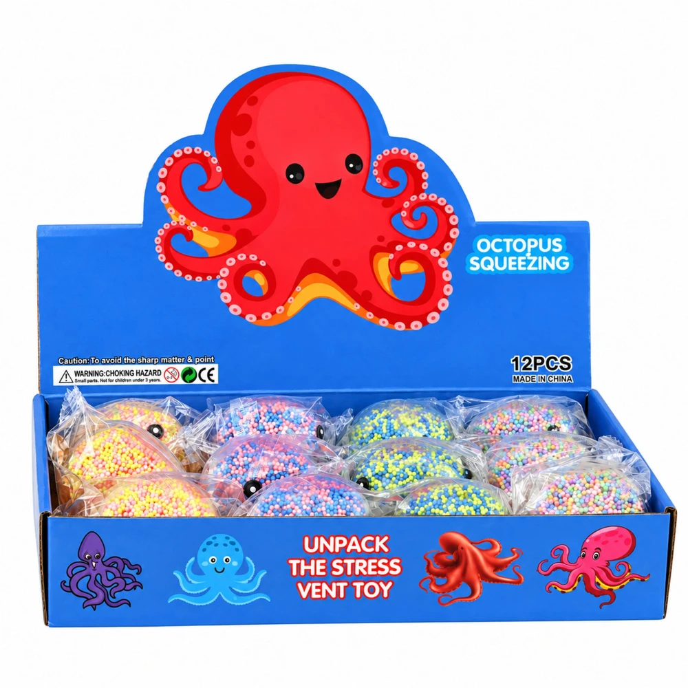 Lean Toys Gniotek Sensoryczny Ośmiorniczka Kulki Antystresowy Świecący 8,5 cm