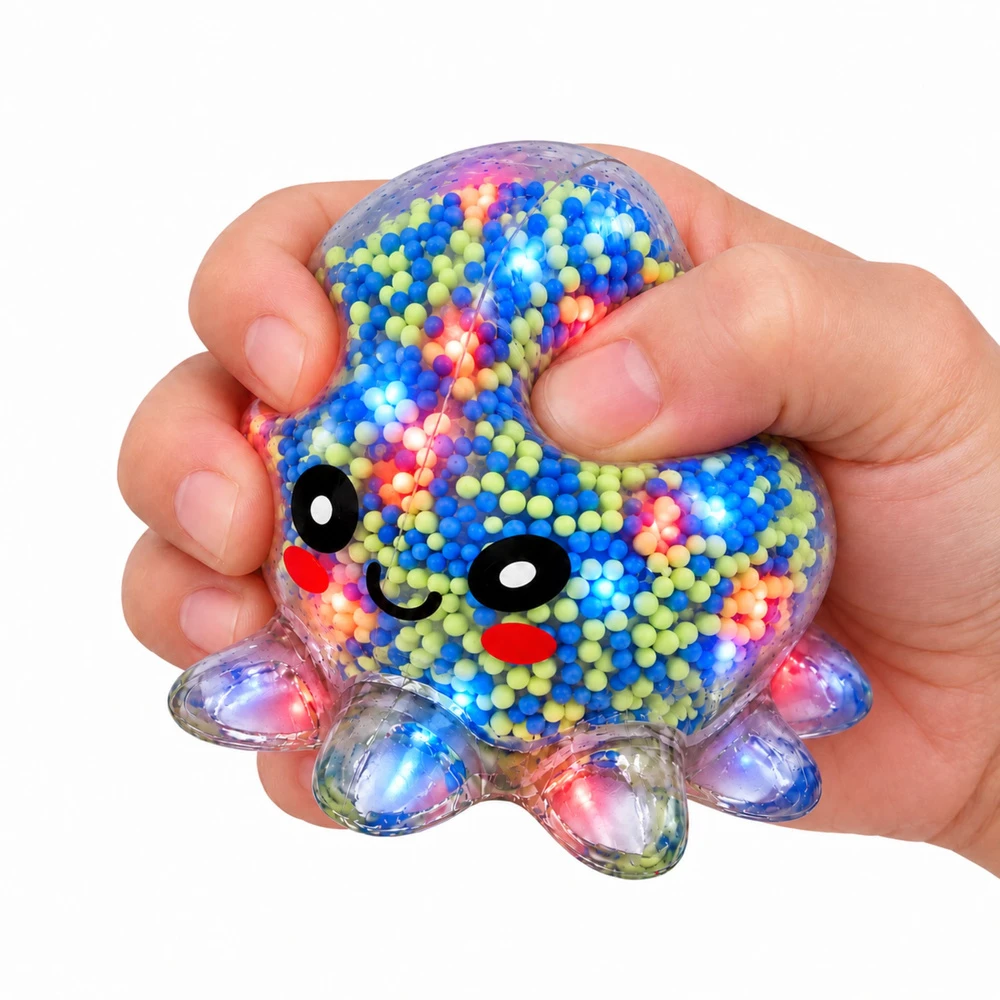 Lean Toys Gniotek Sensoryczny Ośmiorniczka Kulki Antystresowy Świecący 8,5 cm