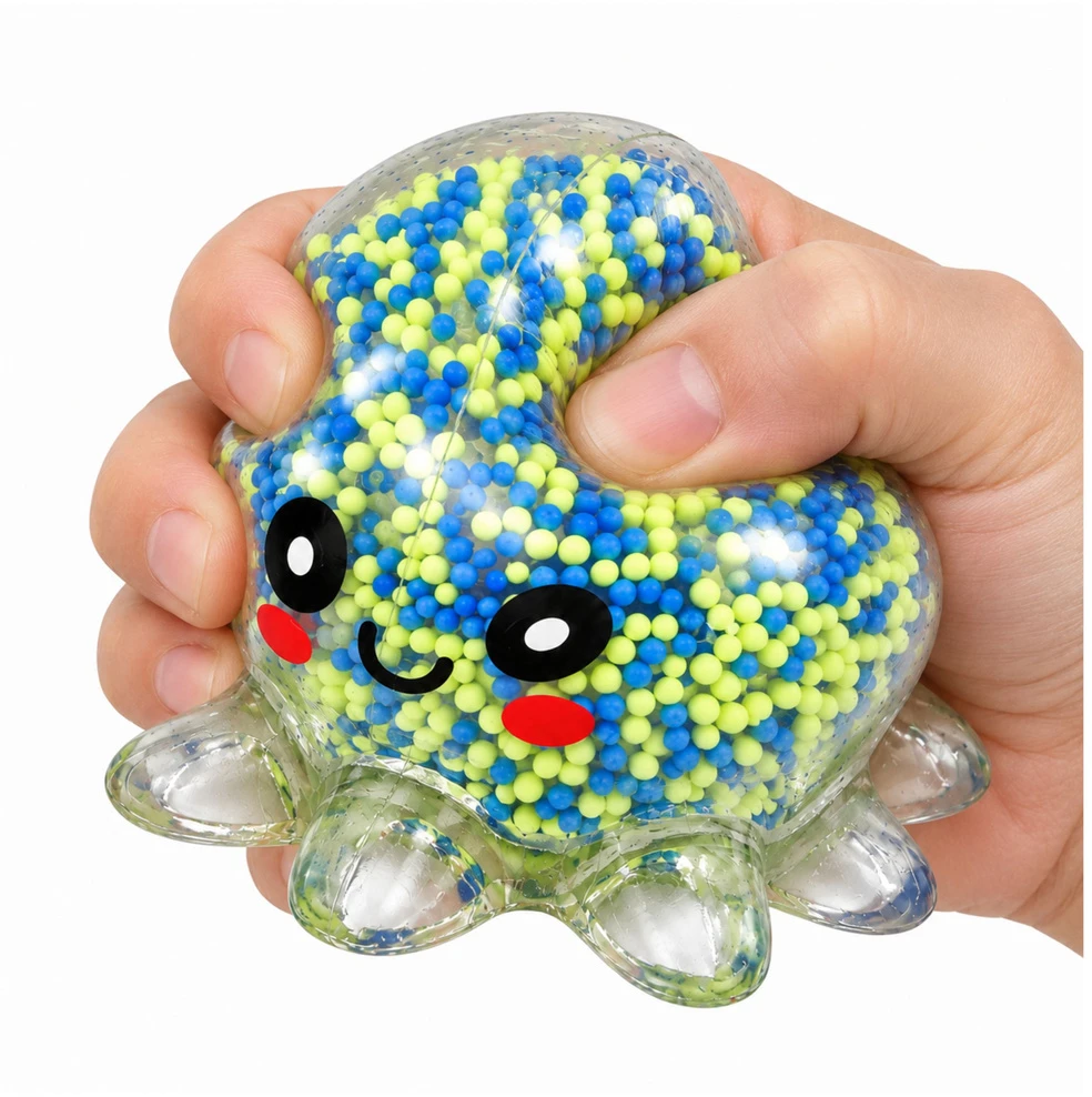 Lean Toys Gniotek Sensoryczny Ośmiorniczka Kulki Antystresowy Świecący 8,5 cm