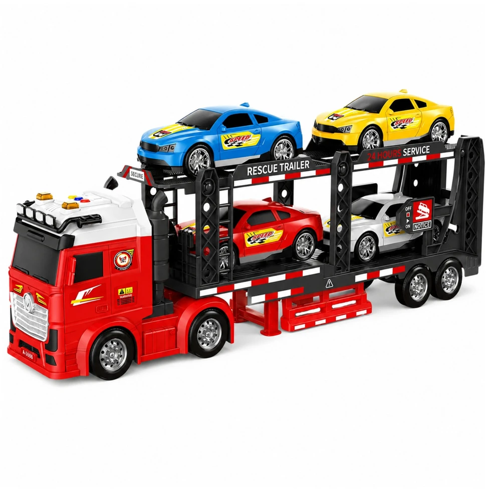 Lean Toys Transporteris su 4 automobiliais