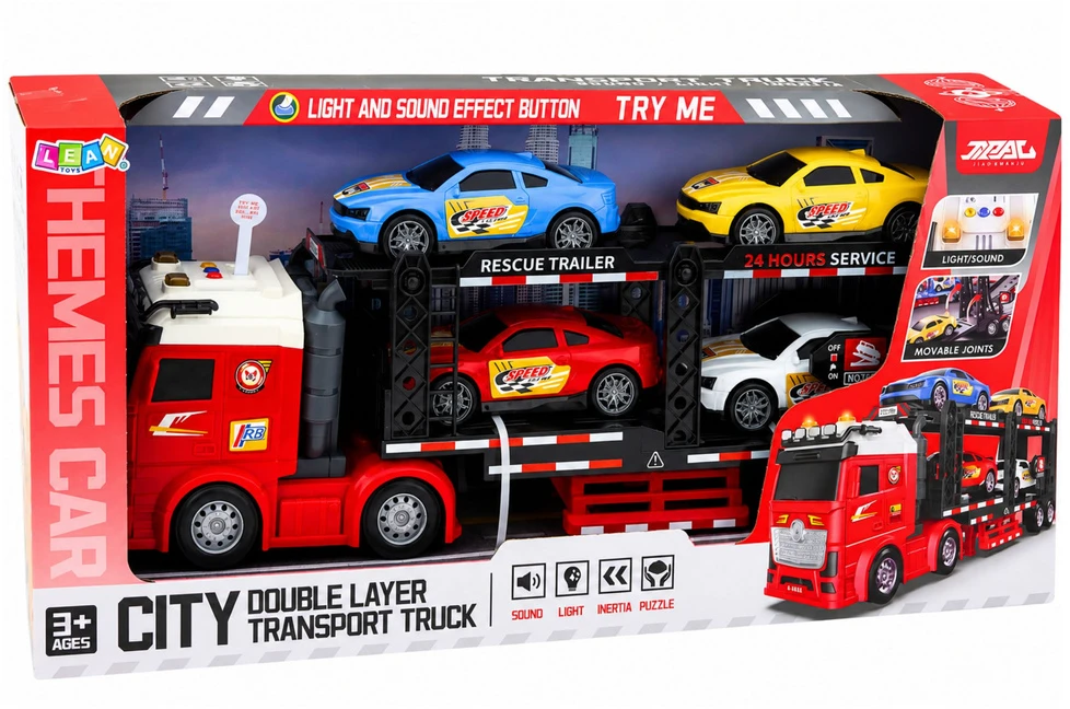 Lean Toys Transporteris su 4 automobiliais