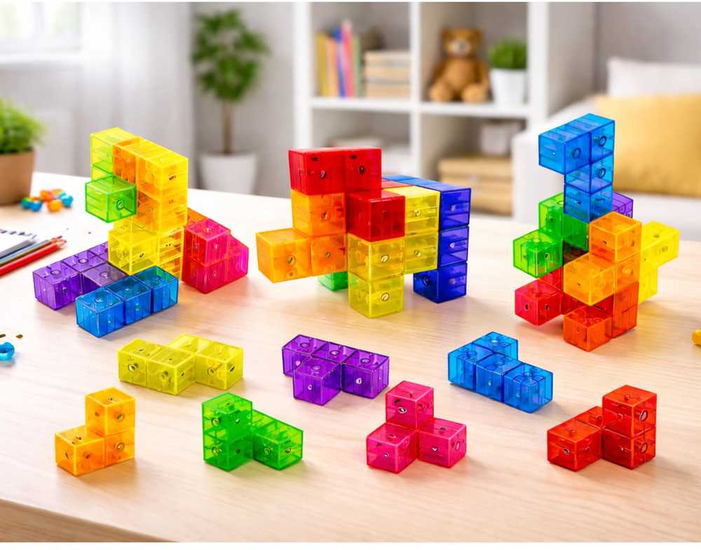 Lean Toys Magnetinės kaladėlės - kūrybiniai kubeliai, 9 vnt.