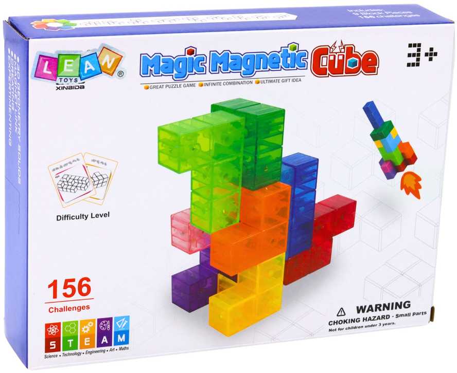 Lean Toys Magnetinės kaladėlės - kūrybiniai kubeliai, 9 vnt.