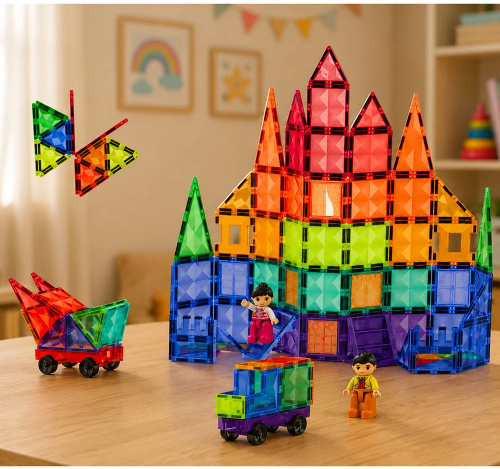 Lean Toys Magnetinės kaladėlės 100 vnt.