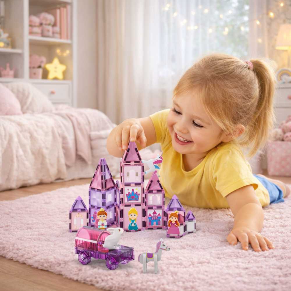 Lean Toys Magnetinis konstruktorius 126 detalių su vitražo blokais