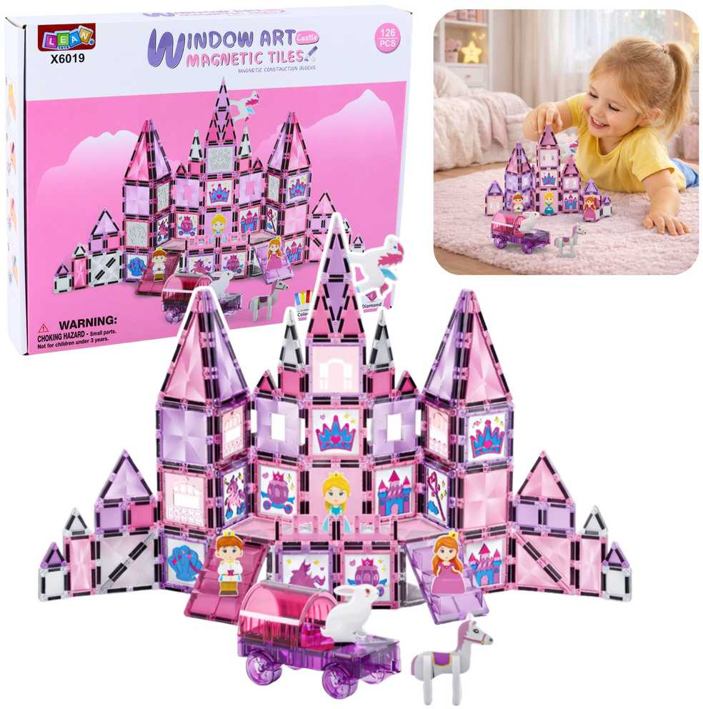 Lean Toys Magnetinis konstruktorius 126 detalių su vitražo blokais