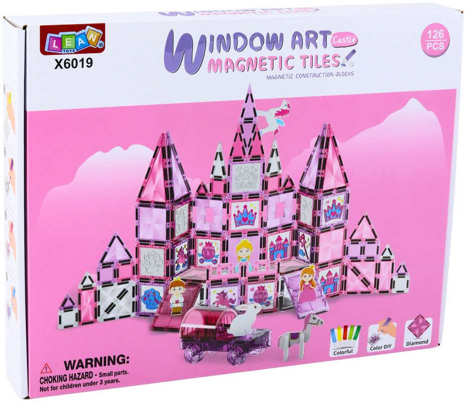 Lean Toys Magnetinis konstruktorius 126 detalių su vitražo blokais