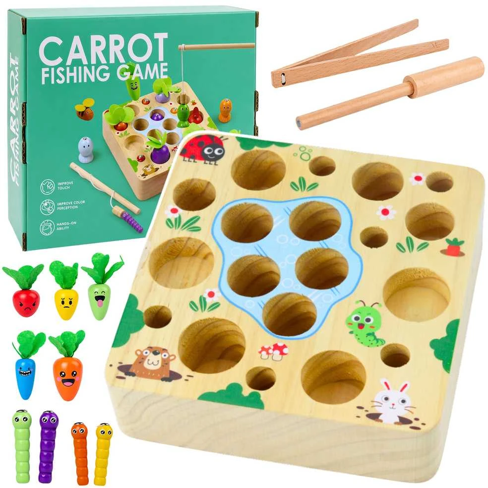 Lean Toys Medinis vaikų žaidimas su morkomis ir sliekais