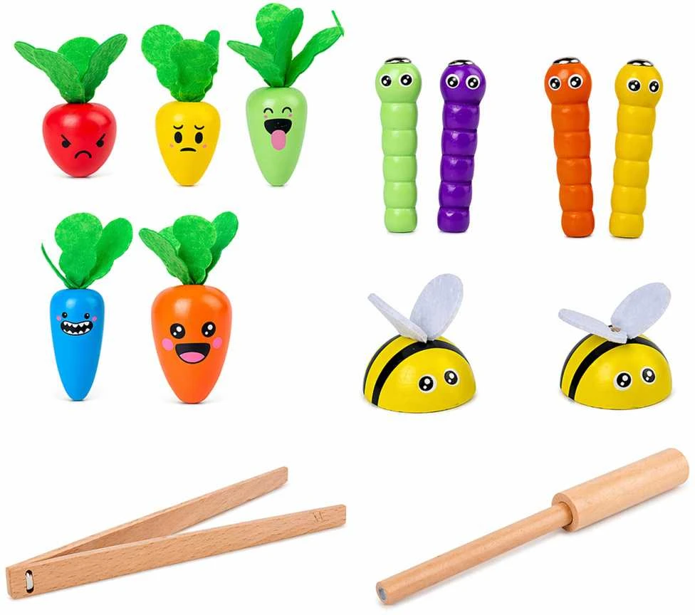 Lean Toys Medinis vaikų žaidimas su morkomis ir sliekais