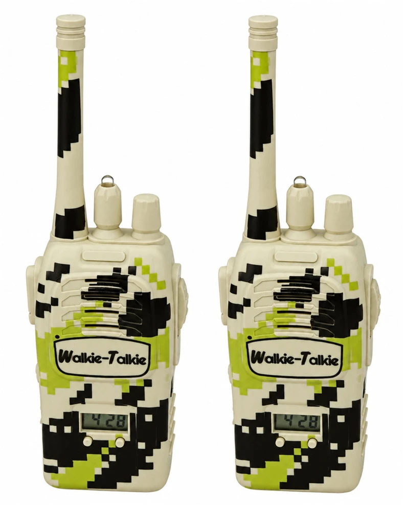 Lean Toys Vaikiškos racijos su USB įkrovimu, ryšio nuotolis iki 200 m, kamufliažinės, 2 vnt.