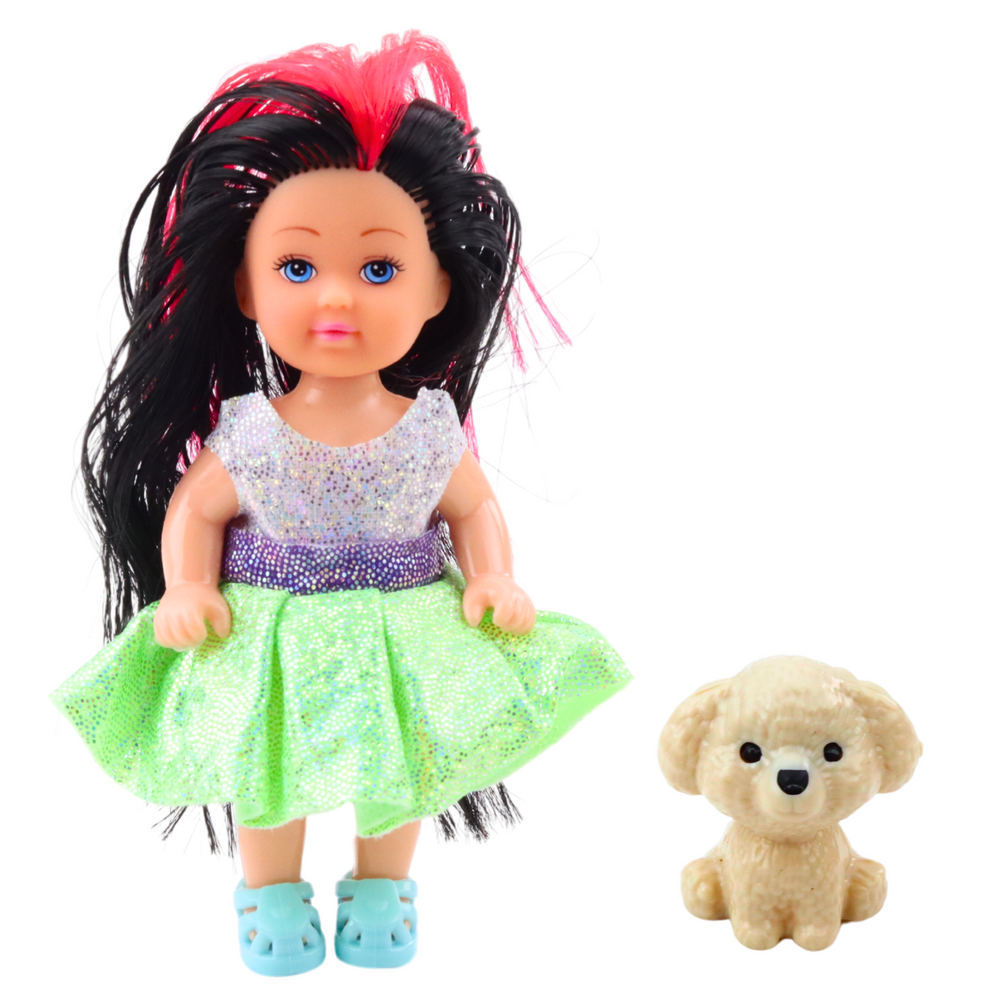 Lean Toys Lėlės Su Suknele Ir Šuneliu Rinkinys 12 cm