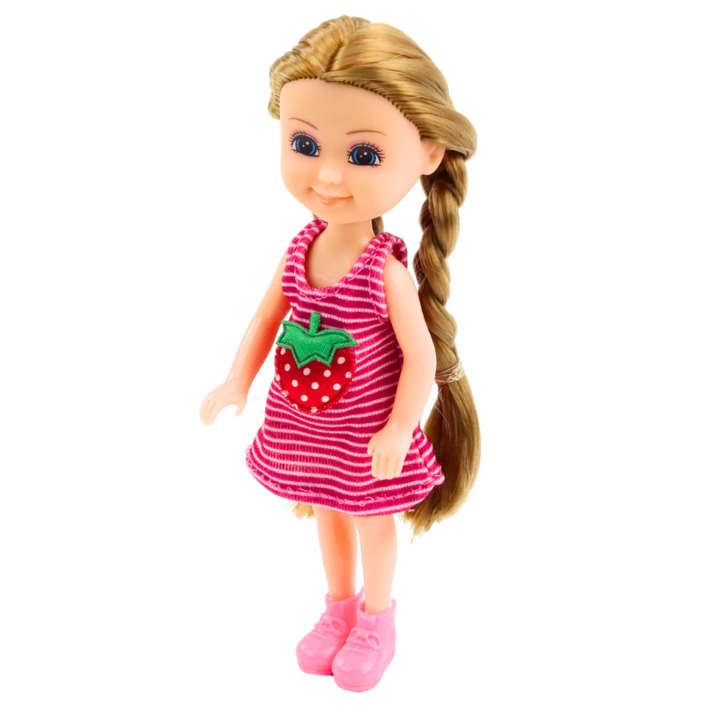 Lean Toys Lėlė su priedais ir vežimėliu, 14 cm