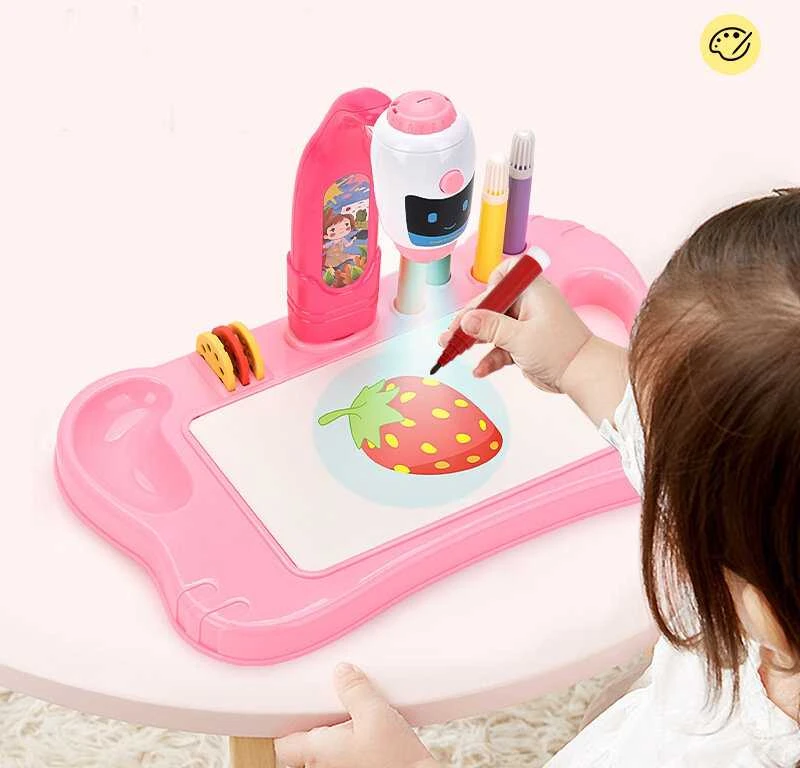 Lean Toys Mini Projektorius Piešimo Robotas 2in1 Rožinis