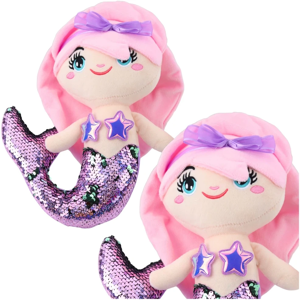Lean Toys Pliušinis žaislas - undinėlė su blizgančia uodegėle, 28 cm