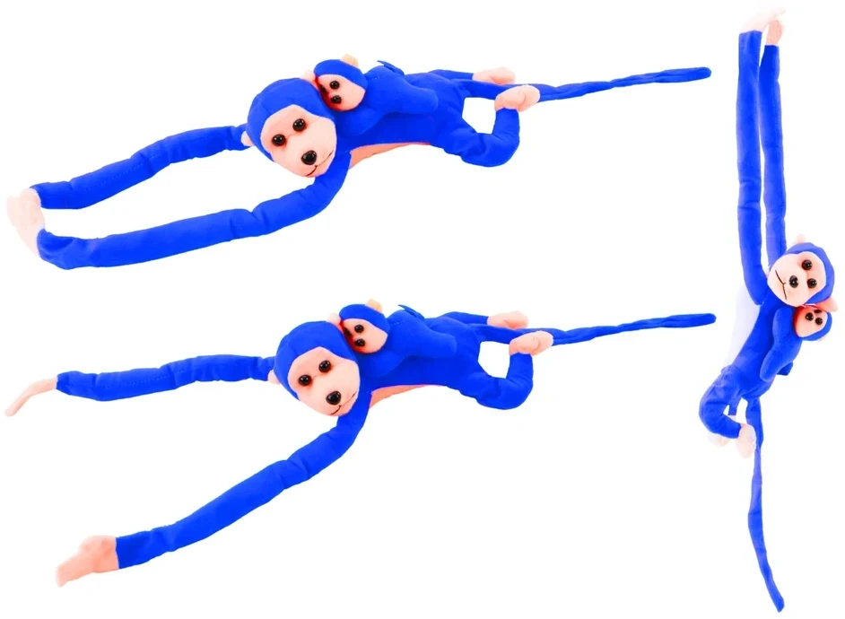 Lean Toys Pliušinis žaislas - mėlyna beždžionė su mažyliu, 70 cm