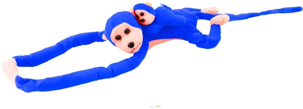 Lean Toys Pliušinis žaislas - mėlyna beždžionė su mažyliu, 70 cm