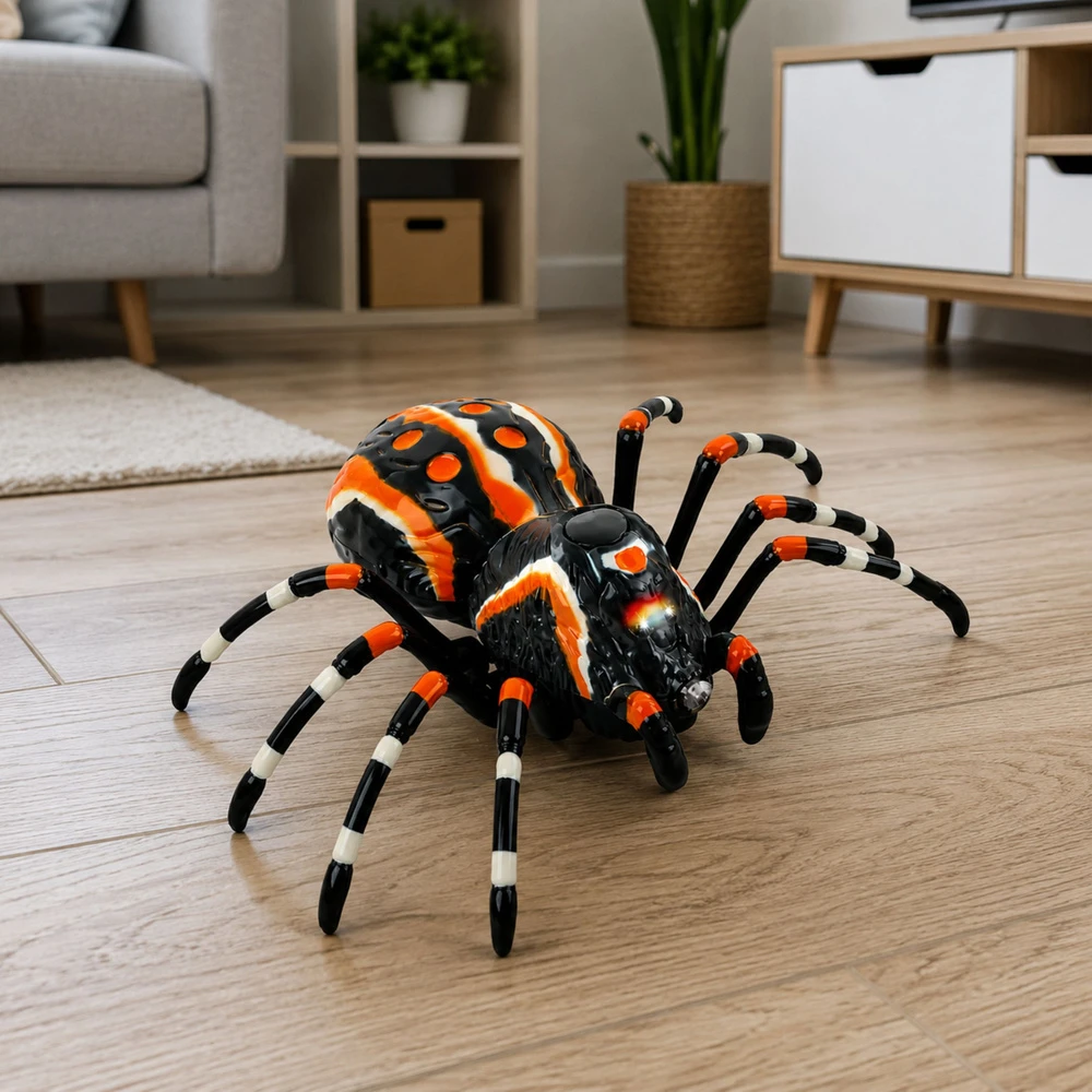 Lean Toys Nuotoliniu būdu valdomas juodas voras tarantulas