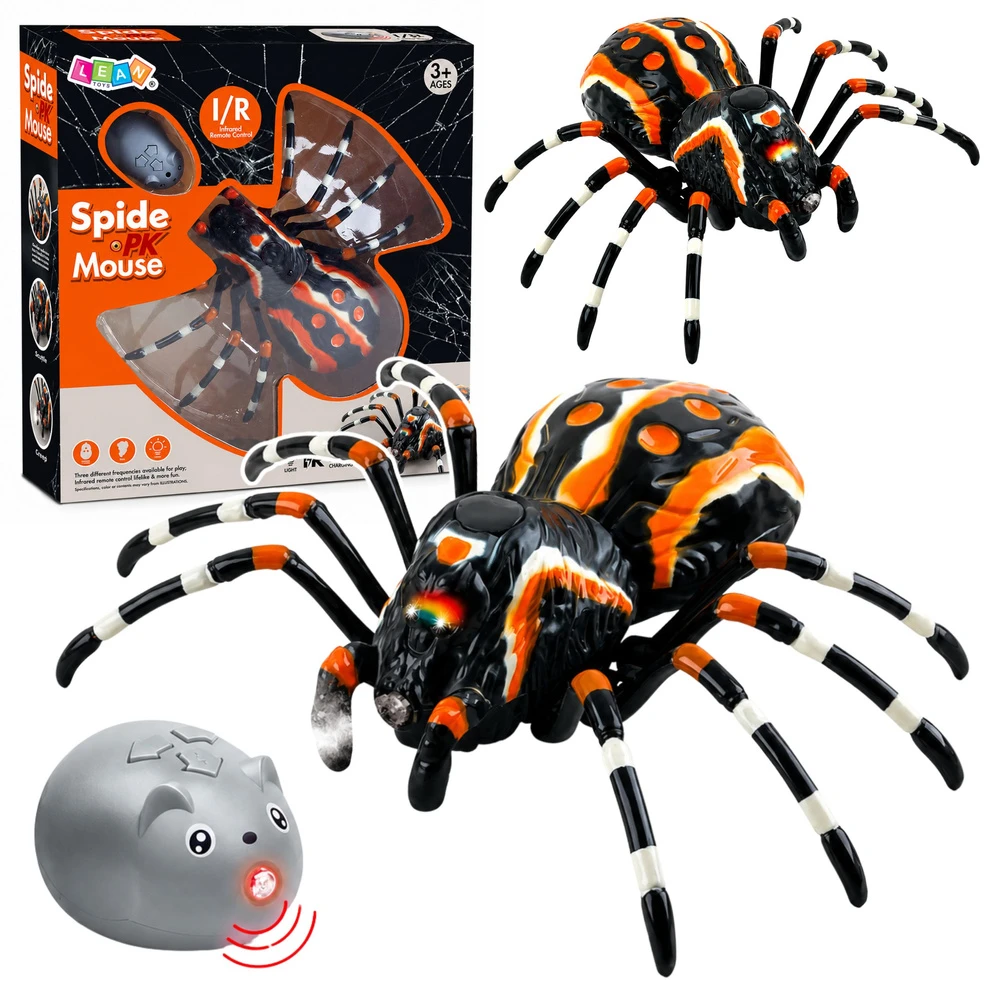 Lean Toys Nuotoliniu būdu valdomas juodas voras tarantulas