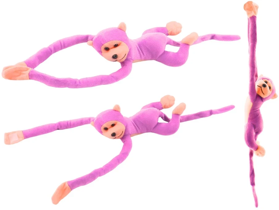 Lean Toys Pliušinis žaislas - rožinė beždžionėlė su garsu, 80 cm