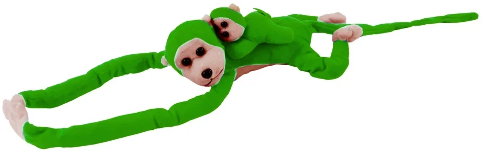 Lean Toys Pliušinis žaislas -  žalia beždžionė su mažyliu, 70 cm