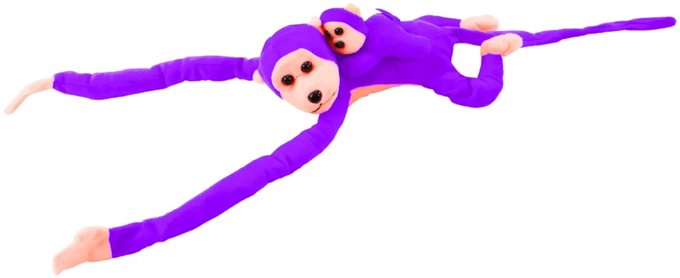 Lean Toys Pliušinis žaislas - violetinė beždžionė su mažyliu, 90 cm