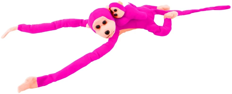 Lean Toys Pliušinis žaislas - rožinė beždžionėlė su garsu, 70 cm