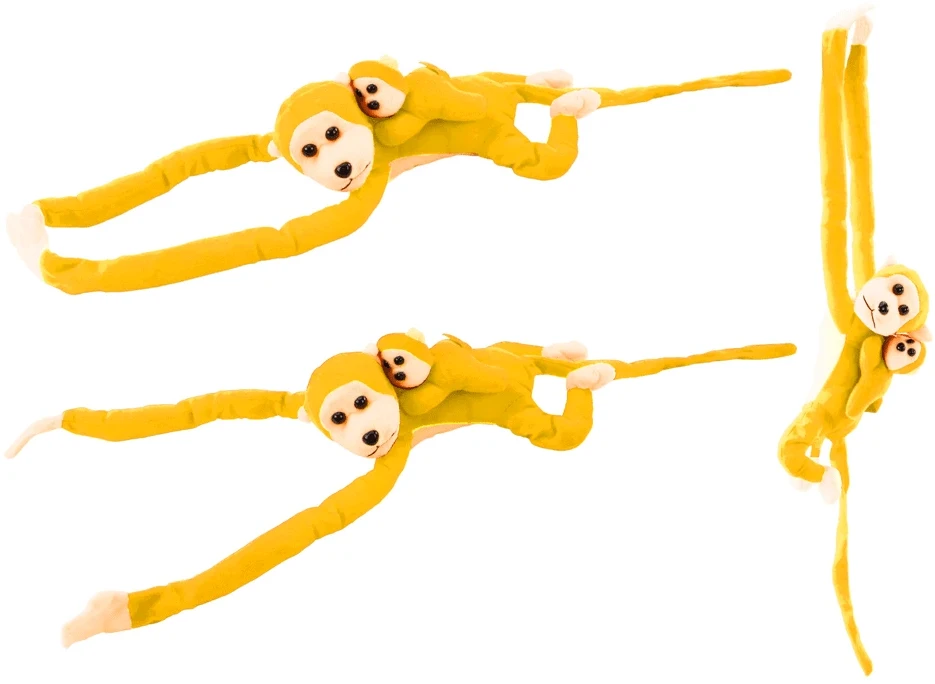 Lean Toys Pliušinis žaislas - geltona beždžionė su mažyliu, 70 cm