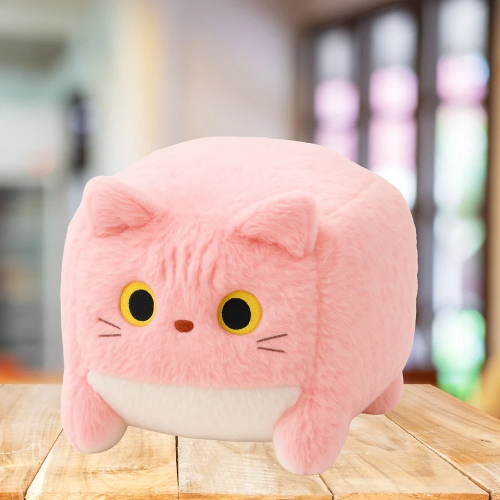 Lean Toys Pliušinis žaislas - kubo formos rožinis katinas, 18 cm