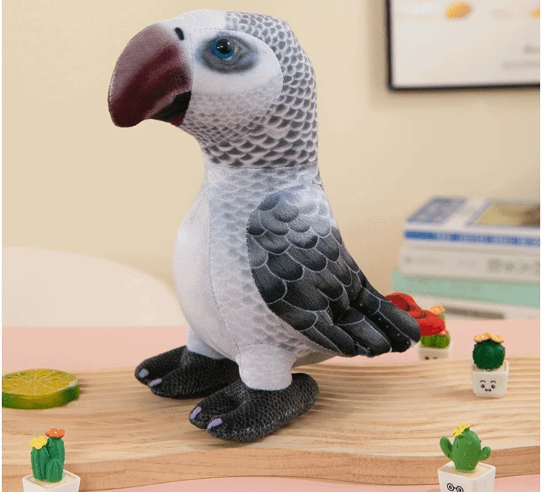 Lean Toys Pliušinis žaislas - pilka papūga, 20 cm