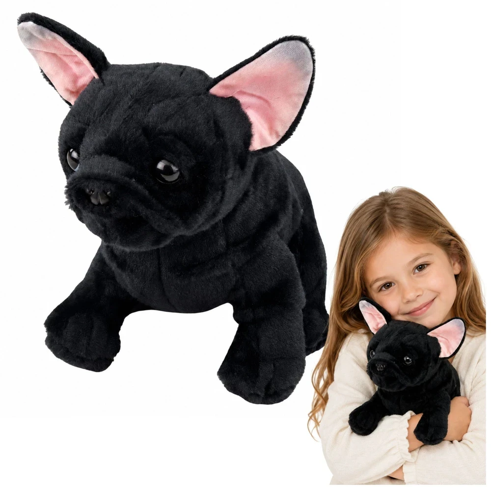 Lean Toys Pliušinis žaislas - juodas prancūzų buldogas, 22 cm