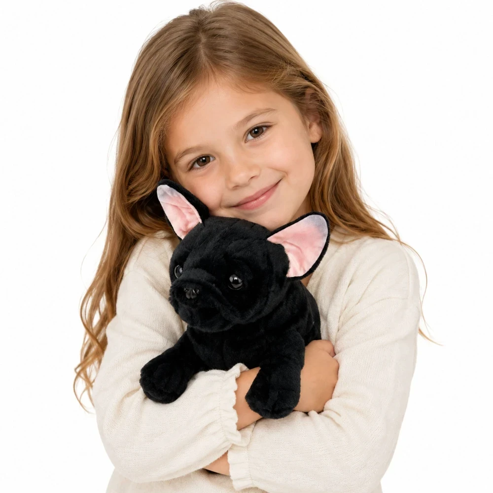 Lean Toys Pliušinis žaislas - juodas prancūzų buldogas, 22 cm