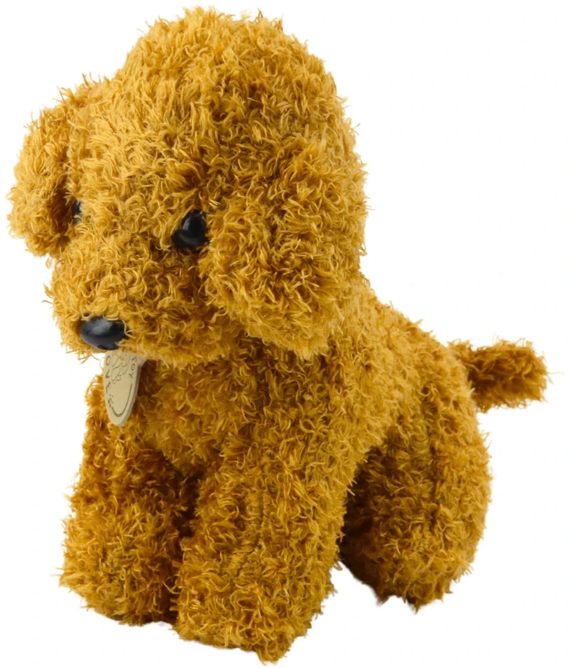Lean Toys Pliušinis žaislas - šviesiai rudas šuniukas su krepšeliu, 20 cm