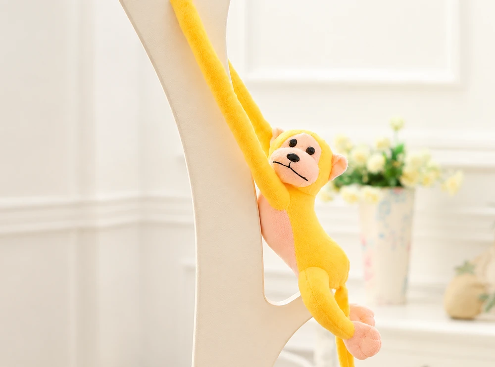 Lean Toys Pliušinis žaislas - geltona beždžionėlė su garsu, 80 cm