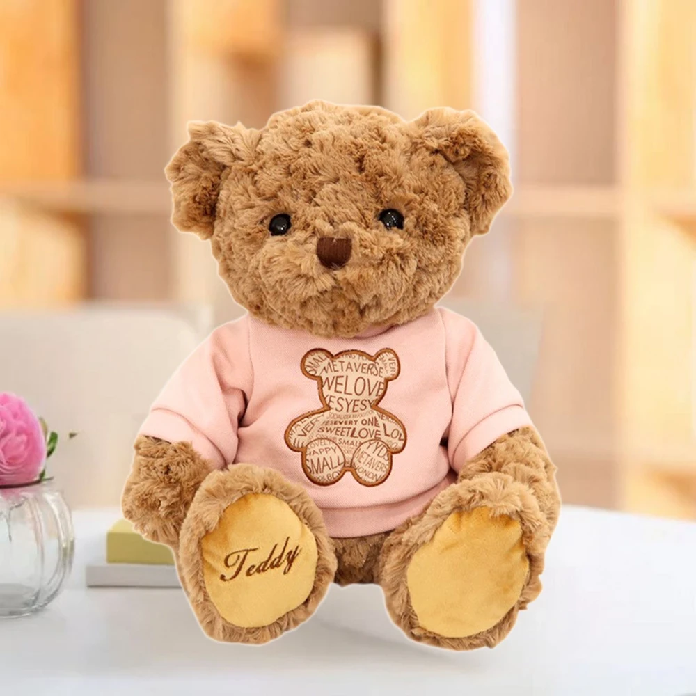 Lean Toys Pliušinis žaislas - meškiukas su rožiniais marškinėliais, 30 cm