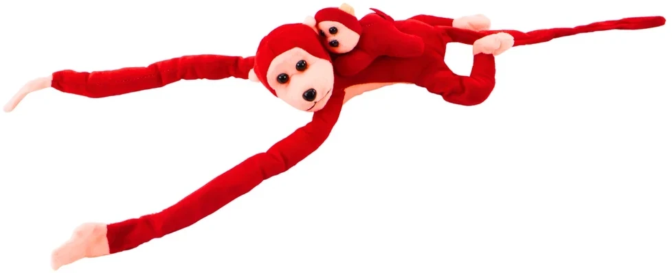 Lean Toys Pliušinis žaislas - raudona beždžionė su mažyliu, 70 cm