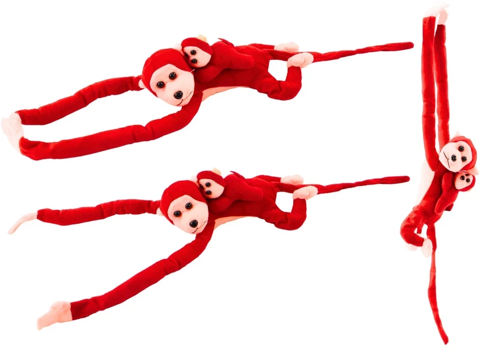 Lean Toys Pliušinis žaislas - raudona beždžionė su mažyliu, 70 cm